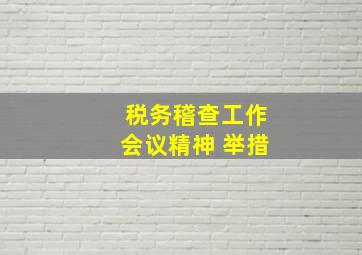 税务稽查工作会议精神 举措